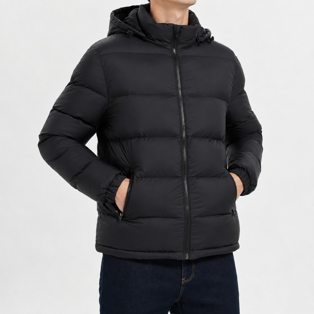 Heren doorgestikte jas met capuchon Warm en comfortabel voor de winter