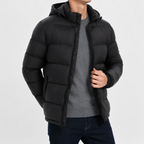Heren doorgestikte jas met capuchon Warm en comfortabel voor de winter