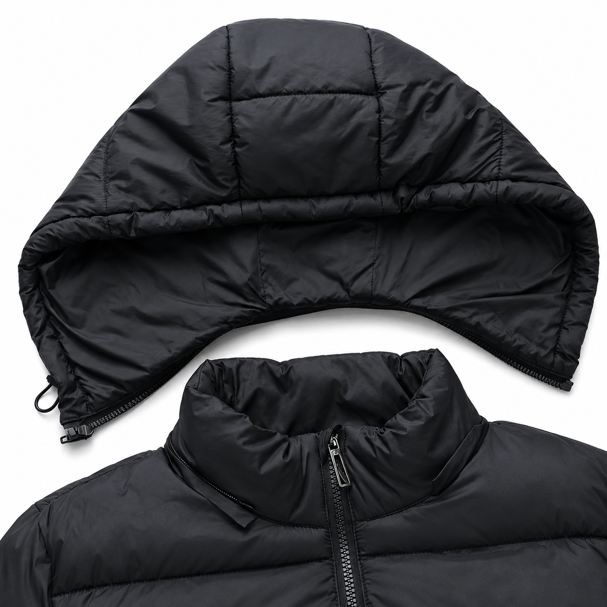 Heren doorgestikte jas met capuchon Warm en comfortabel voor de winter