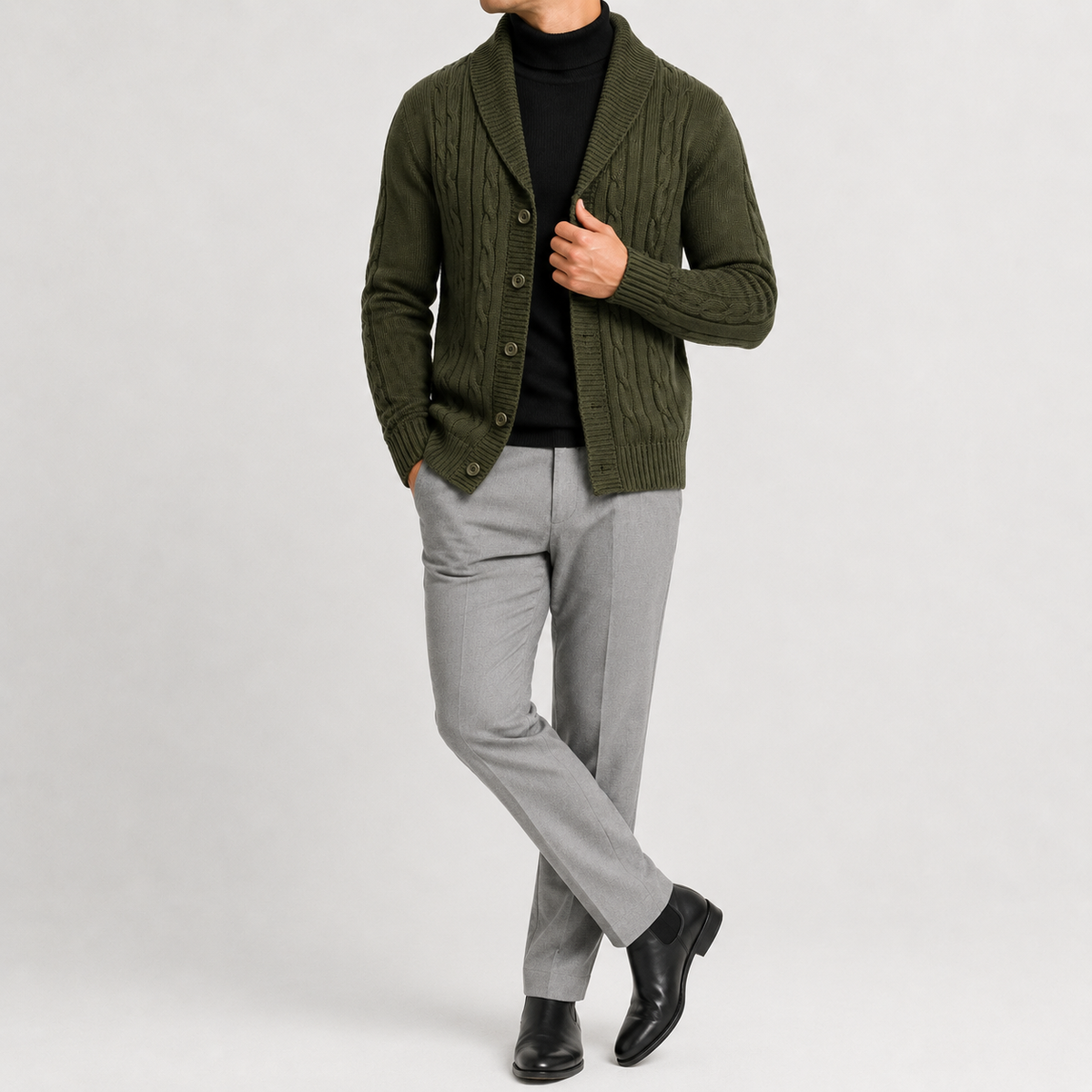 Herren Strickjacke Winter Warm mit Strickoptik und Leichtem Tragegefühl