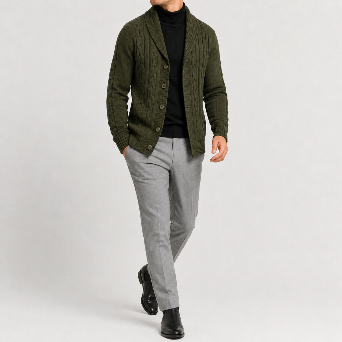 Herren Strickjacke Winter Warm mit Strickoptik und Leichtem Tragegefühl