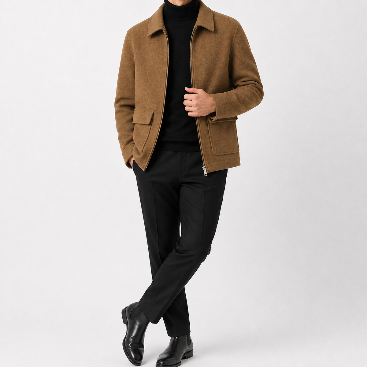 Herren Strickjacke mit Stehkragen