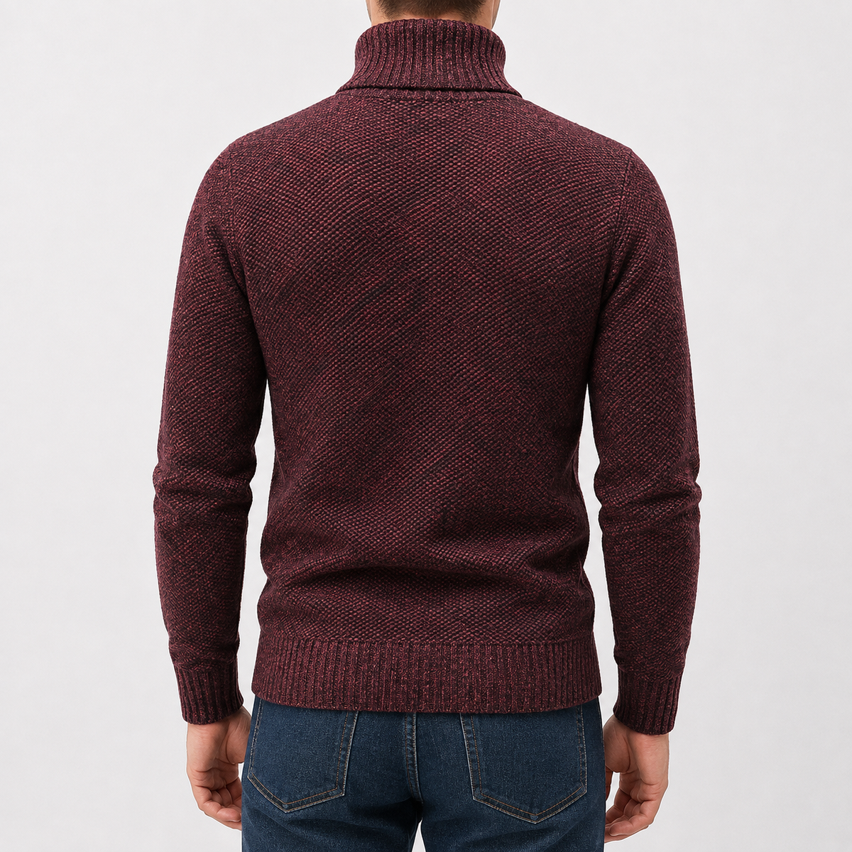Herren Plüsch Pullover mit Viertelreißverschluss