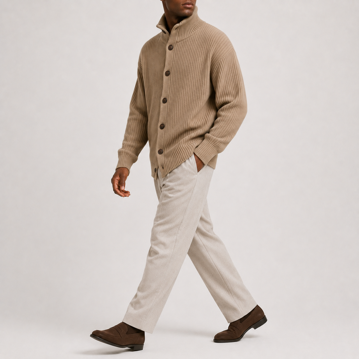 Herren Rollkragen-Strickjacke