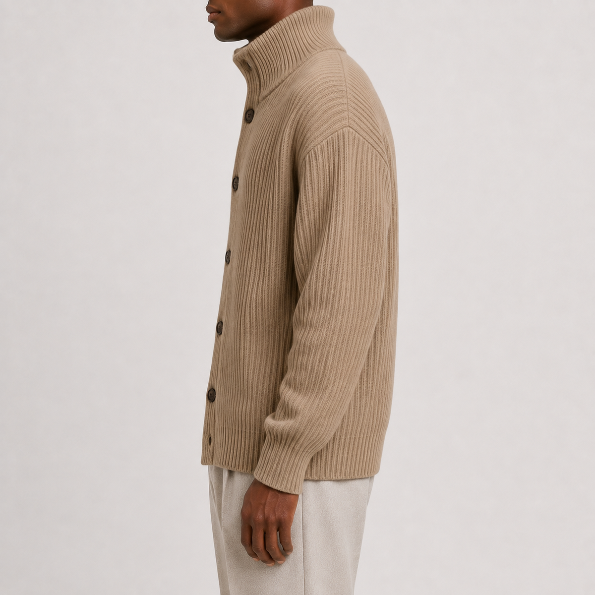 Herren Rollkragen-Strickjacke