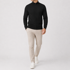 Cardigan homme en maille avec col montant, fermeture éclair et coupe décontractée
