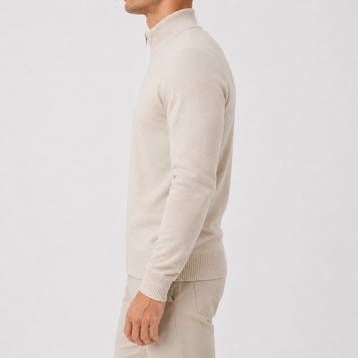 Herren Strickjacke mit Stehkragen Reißverschluss und Relaxed Fit
