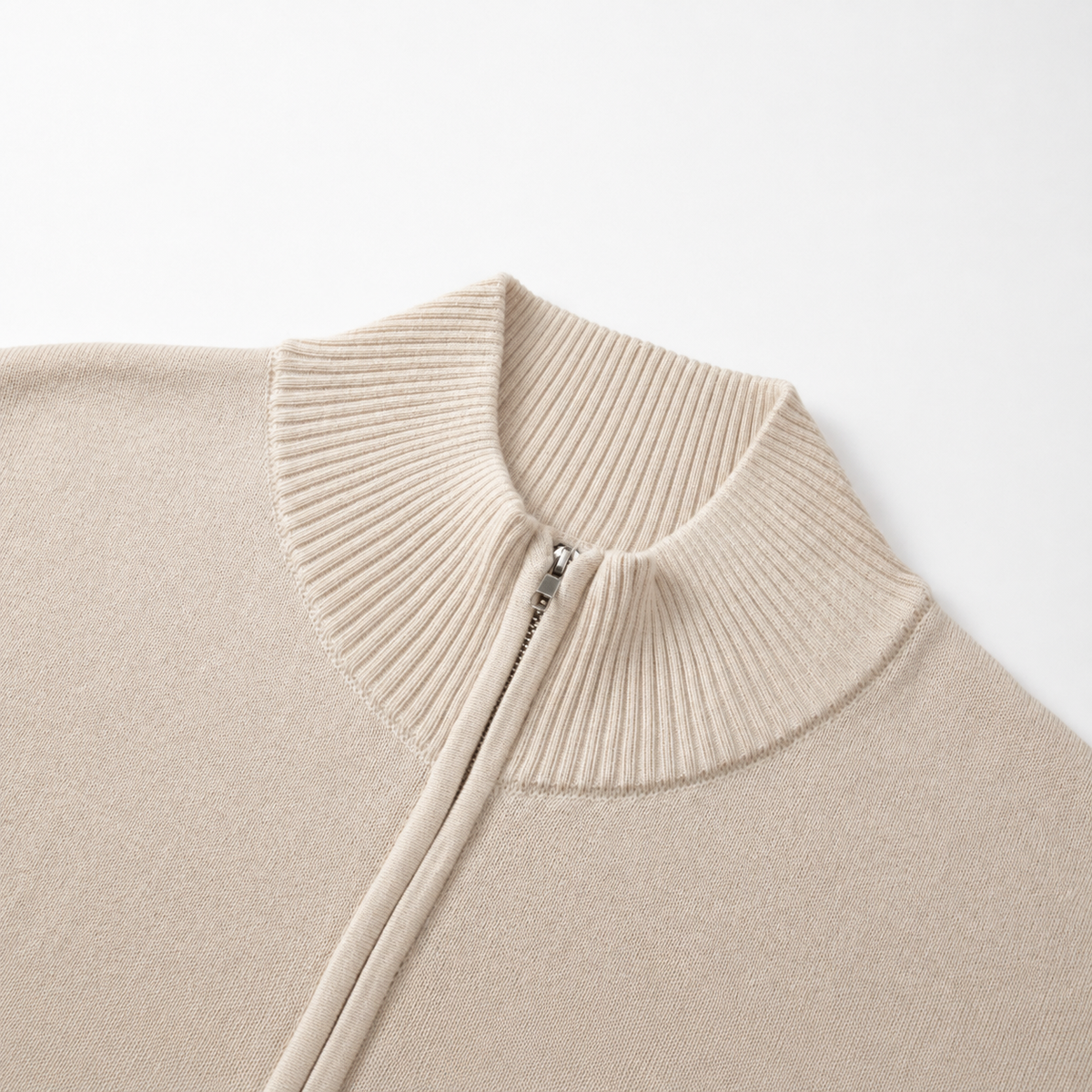 Cardigan homme en maille avec col montant, fermeture éclair et coupe décontractée