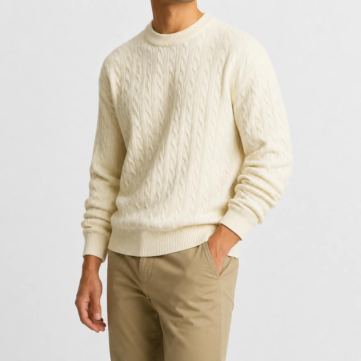 Herren Strickpullover mit Zopfmuster