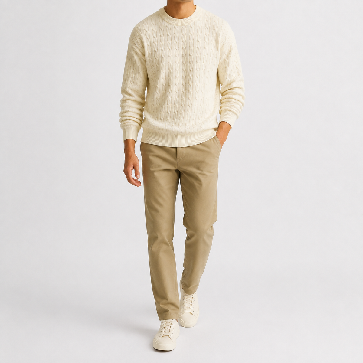 Herren Strickpullover mit Zopfmuster