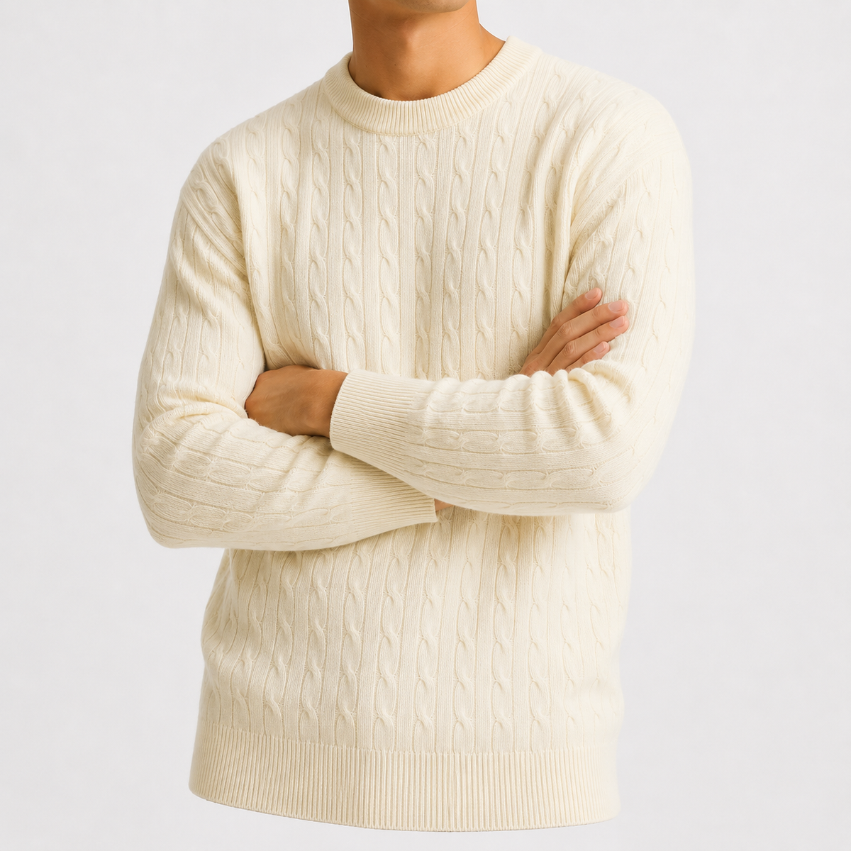 Herren Strickpullover mit Zopfmuster