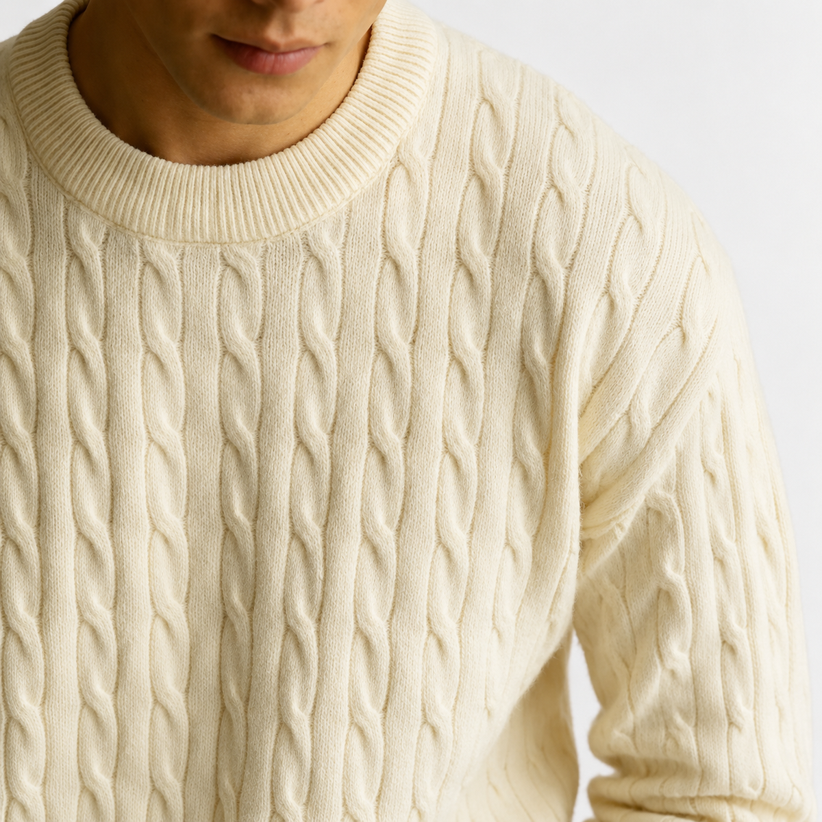 Herren Strickpullover mit Zopfmuster