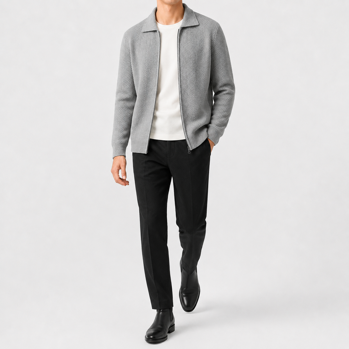 Herren Strickjacke mit Reißverschluss