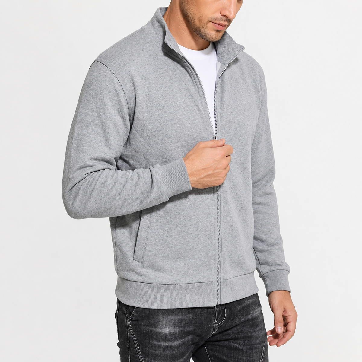 Herren Strickjacke mit Stehkragen
