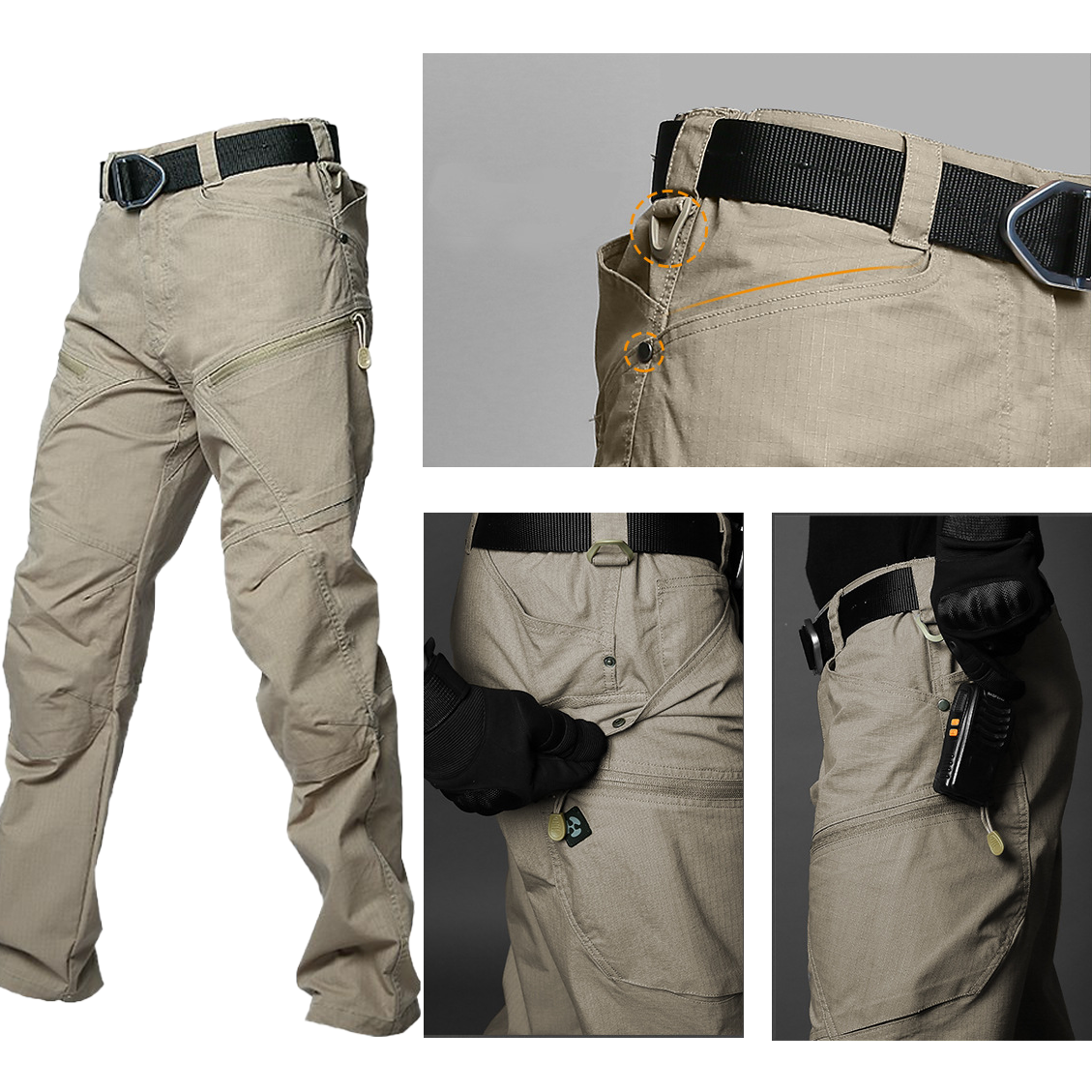 Schnelltrocknende Stretch Outdoor Cargo Hose in Khaki