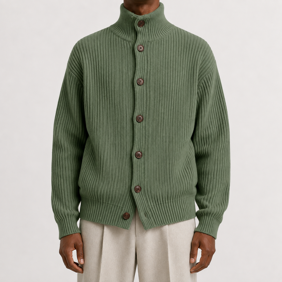 Herren Rollkragen-Strickjacke