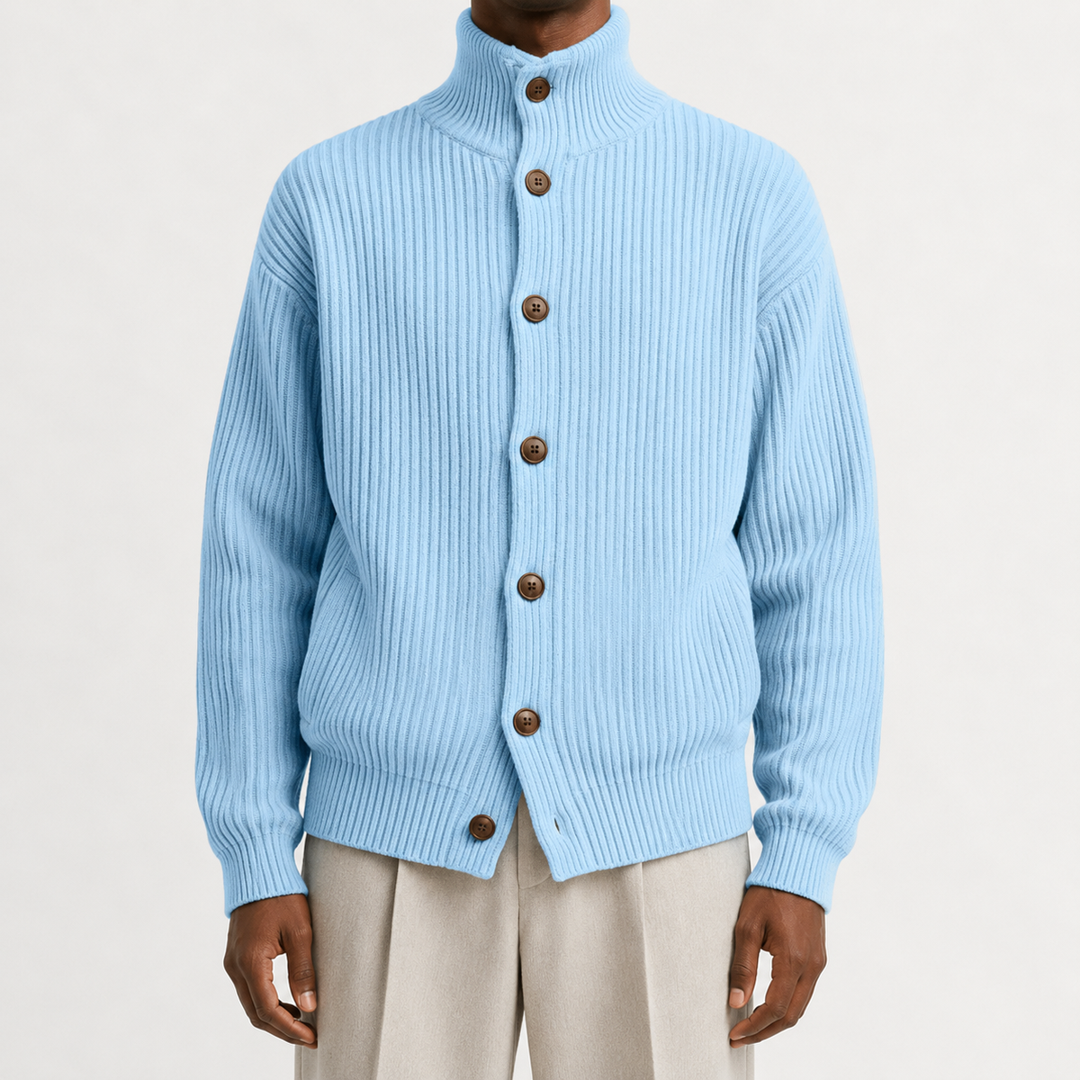 Herren Rollkragen-Strickjacke