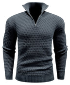 Heren Gestructureerde Half Zip Gebreide Trui