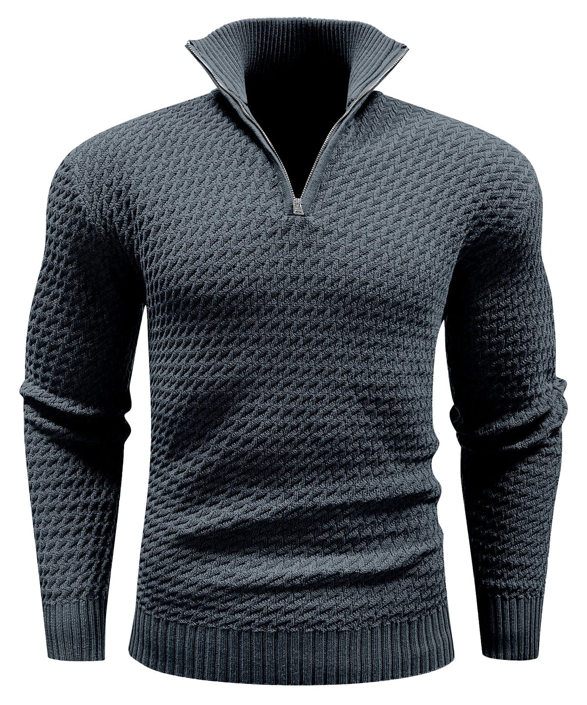 Herren Strukturierter Half Zip Strickpullover