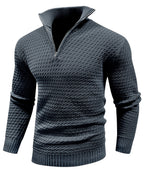 Heren Gestructureerde Half Zip Gebreide Trui