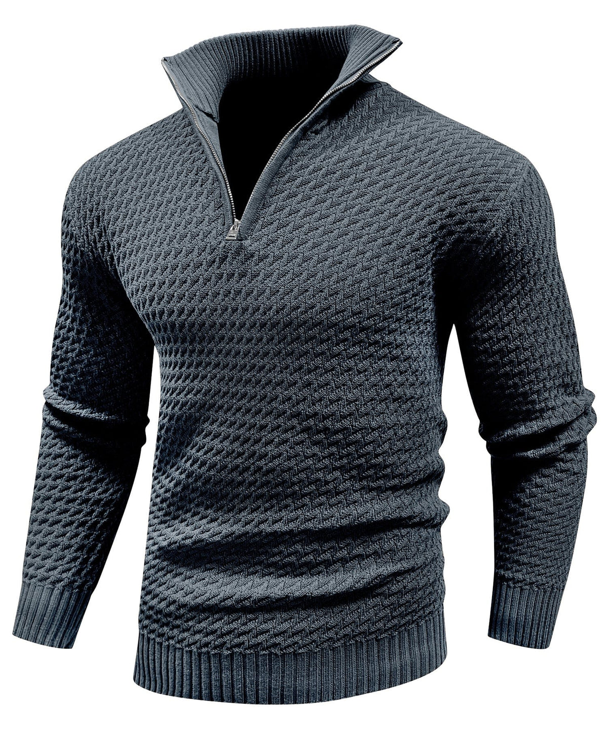 Herren Strukturierter Half Zip Strickpullover