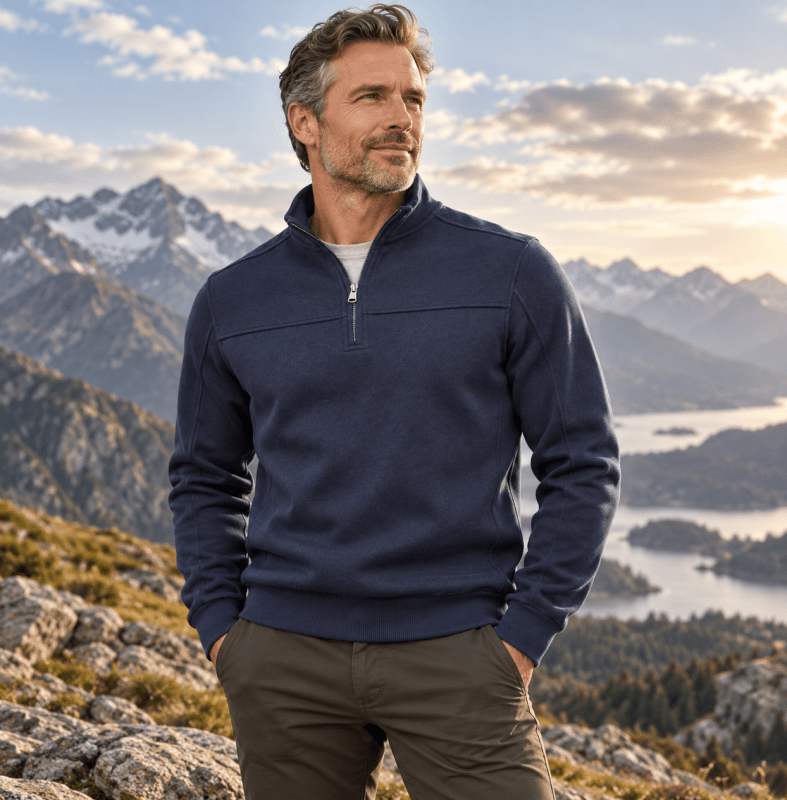 Herren Pullover mit Viertelreißverschluss