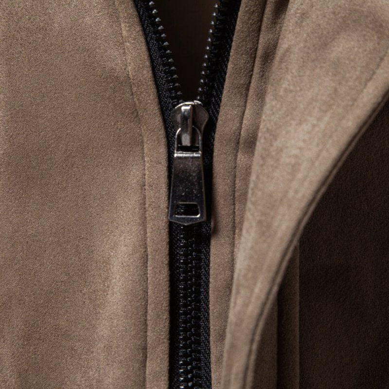 Herenjas in taupe met contrastkraag