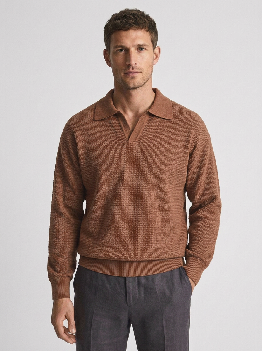 Herren Pullover Langarm Slim Fit Leicht und Bequem