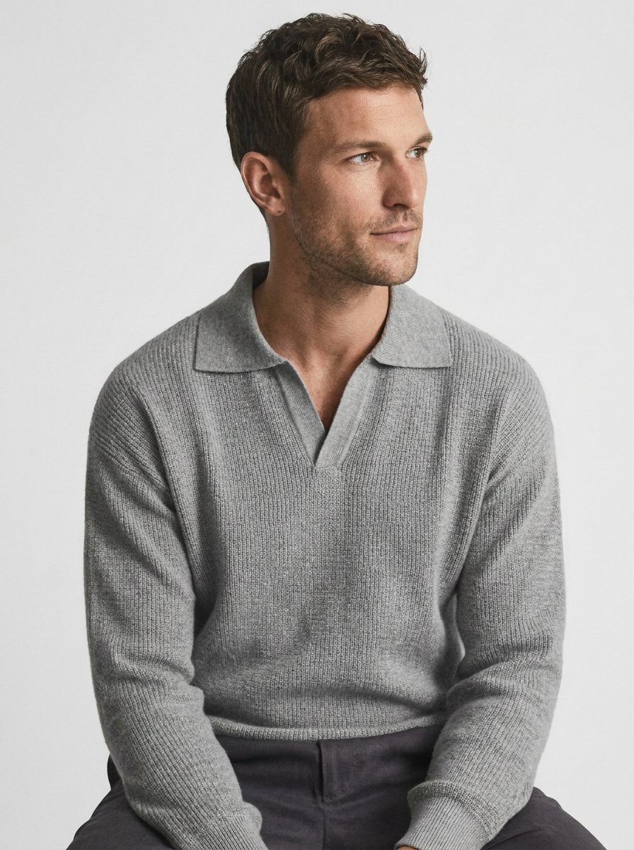 Herren Pullover Langarm Slim Fit Leicht und Bequem
