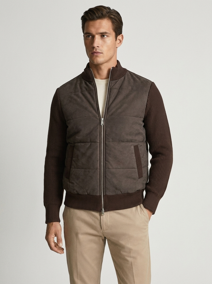 Herren Pulloverjacke mit Stehkrag