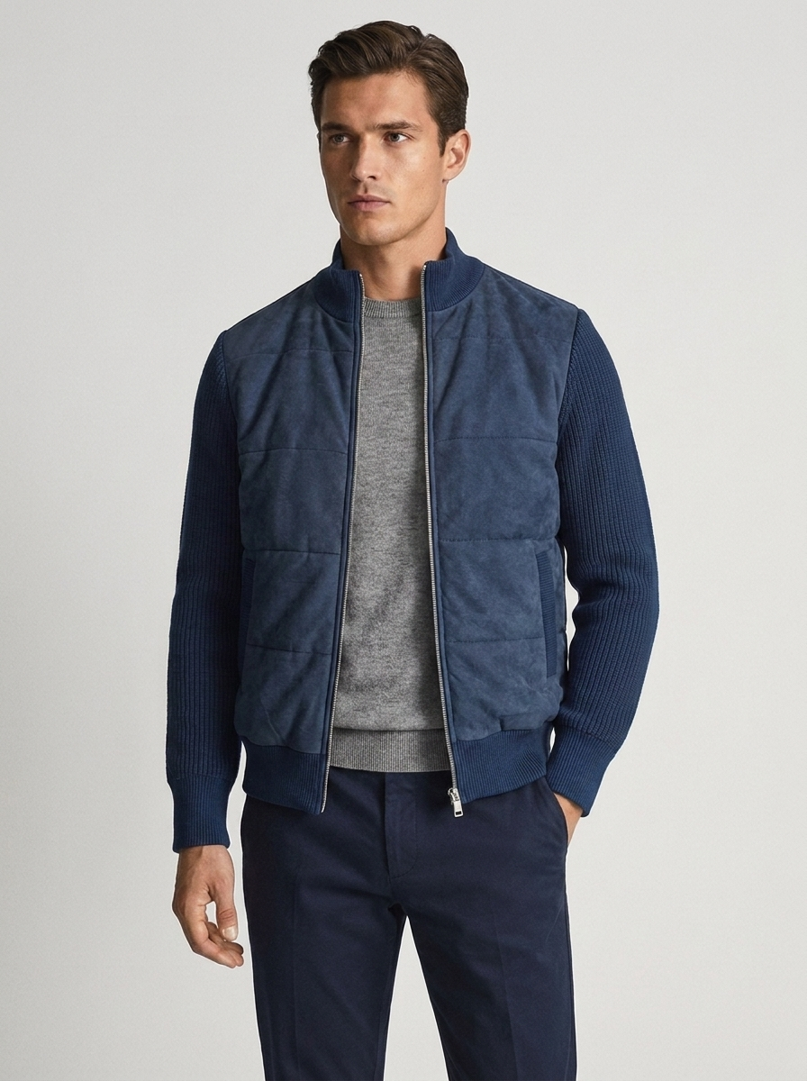 Herren Pulloverjacke mit Stehkrag