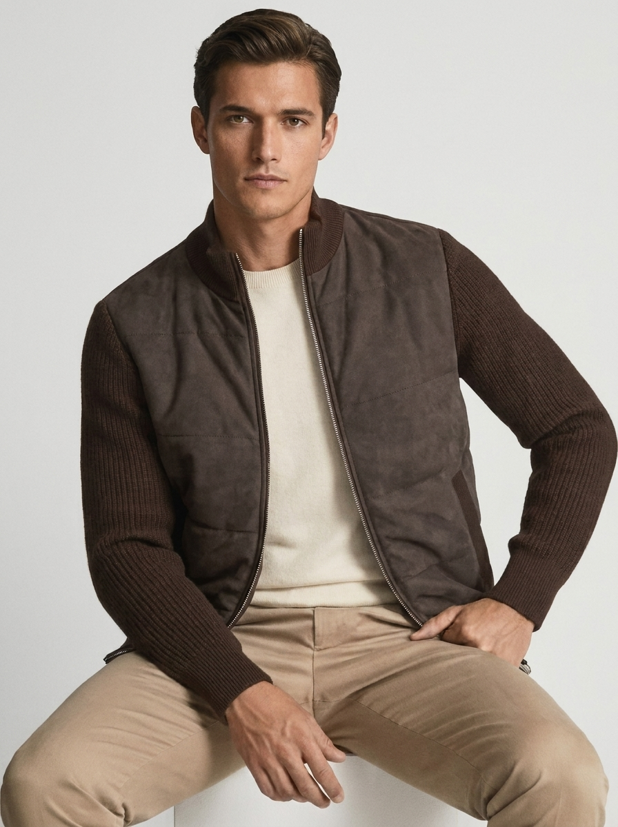 Herren Pulloverjacke mit Stehkrag