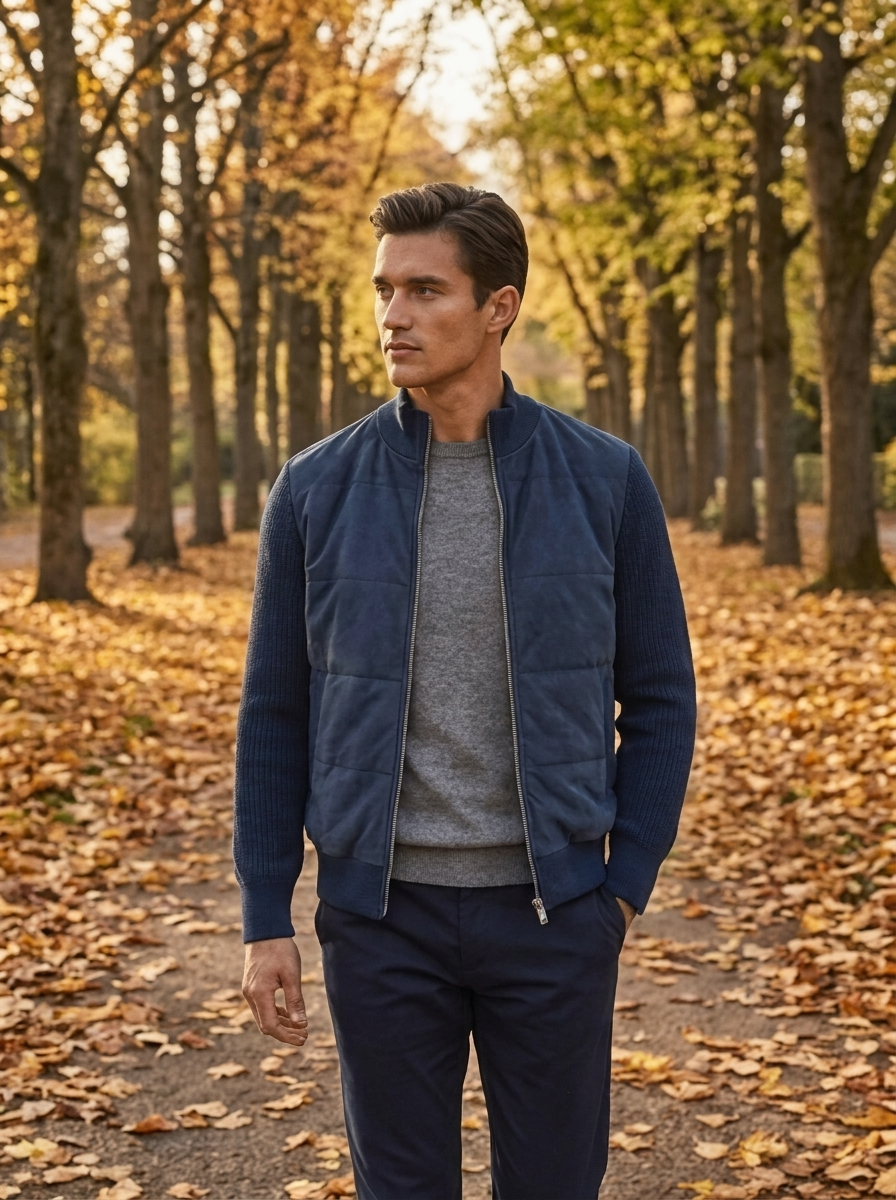 Herren Pulloverjacke mit Stehkrag