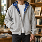 Herren Wendejacke mit Kapuze und Karomuster