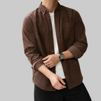 Strukturiertes Herren-Overshirt mit lockerer Passform in der Vorderansicht