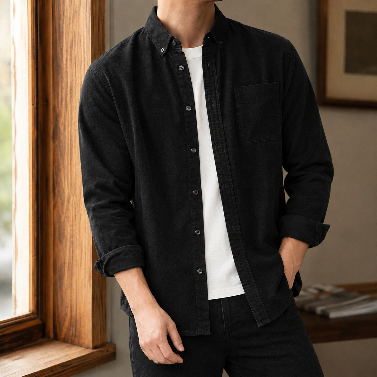 Herren Overshirt mit strukturierter Oberfläche