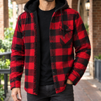 Herren karierte Jeansjacke mit Kapuze