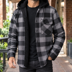 Herren karierte Jeansjacke mit Kapuze