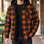 Herren karierte Jeansjacke mit Kapuze