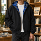 Herren Wendejacke mit Kapuze und Karomuster