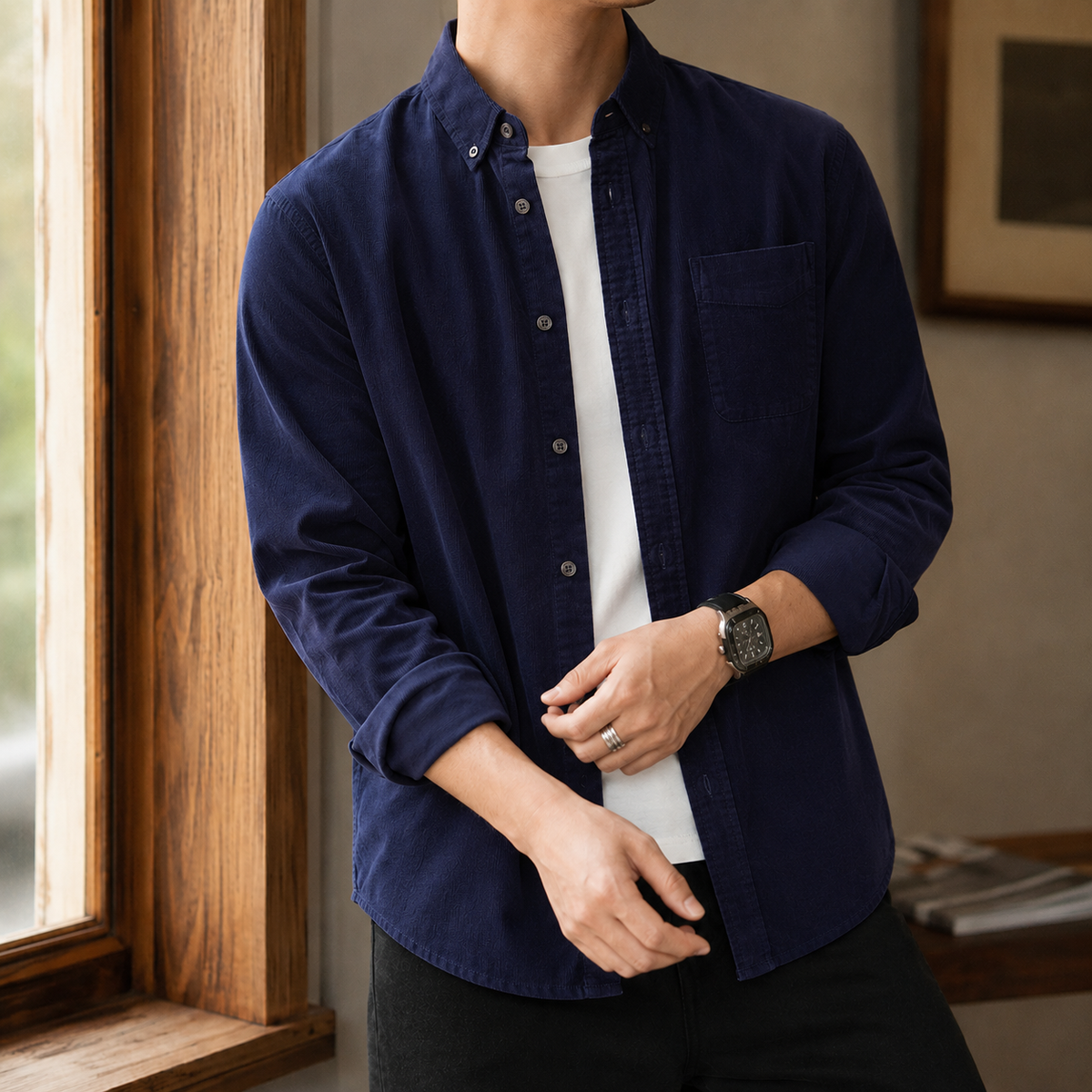 Herren Overshirt mit strukturierter Oberfläche