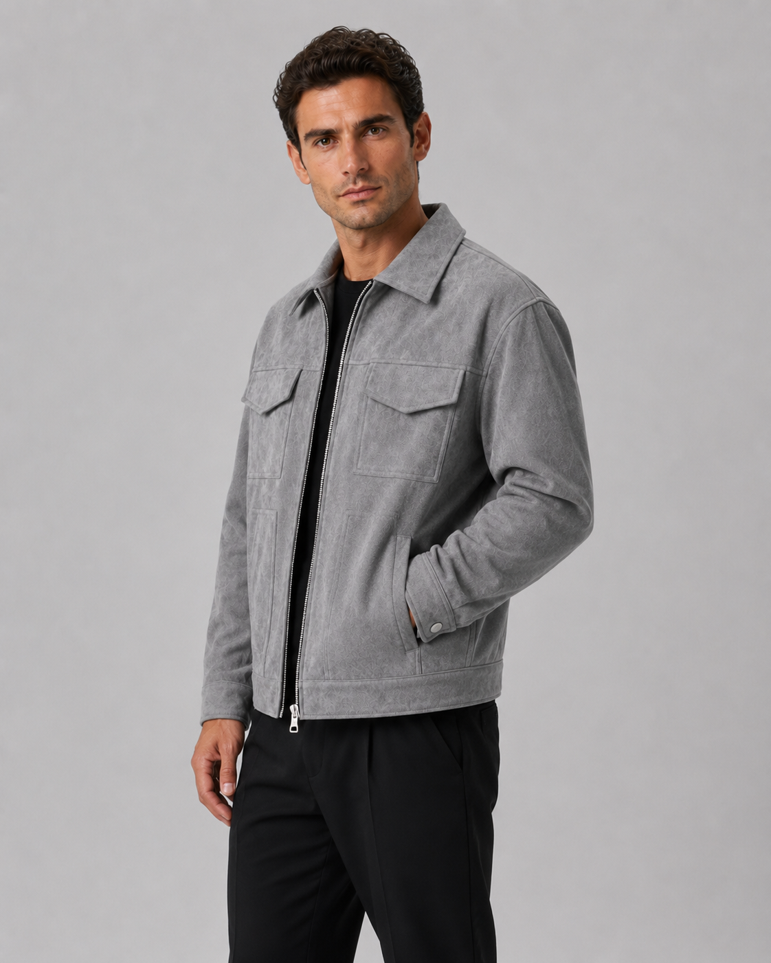 Herren Jacke in Wildlederoptik mit Reissverschluss