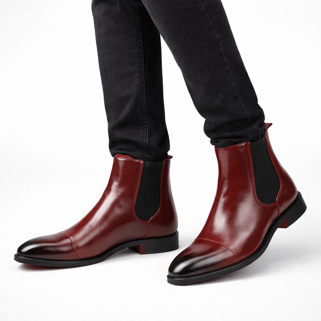 Herren Stiefeletten mit Blockabsatz und spitzer Schuhspitze
