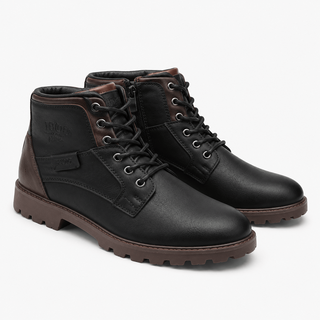 Bottes de moto pour hommes avec fermeture éclair et semelle en caoutchouc