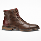 Herren Leder Boots Retro Stiefel mit Reißverschluss und Gummisohle