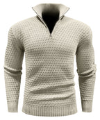 Heren Gestructureerde Half Zip Gebreide Trui