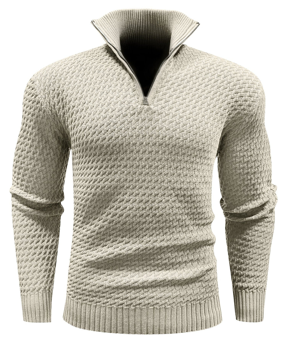 Herren Strukturierter Half Zip Strickpullover