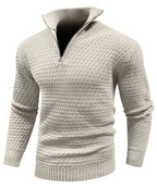 Heren Gestructureerde Half Zip Gebreide Trui
