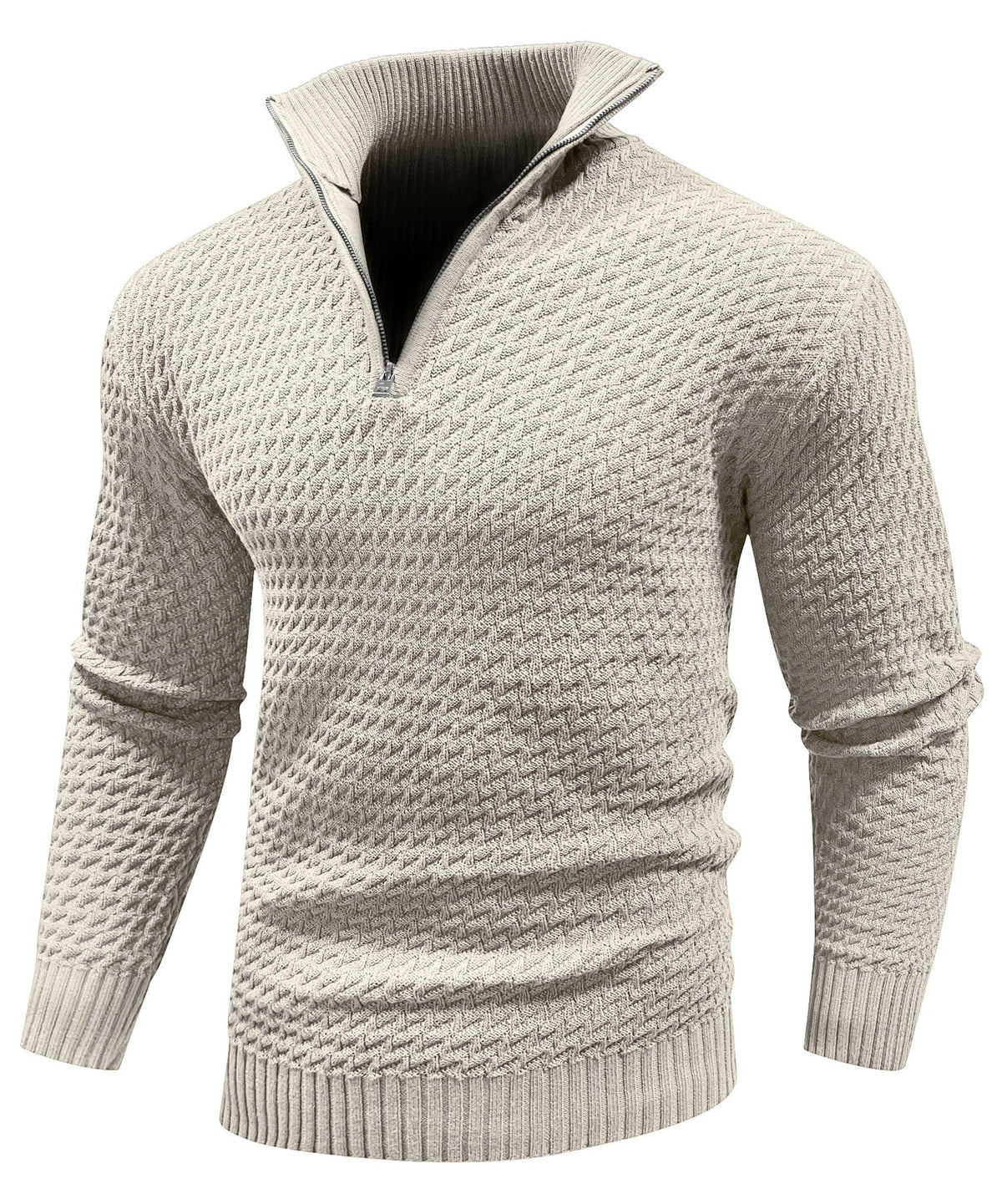 Herren Strukturierter Half Zip Strickpullover