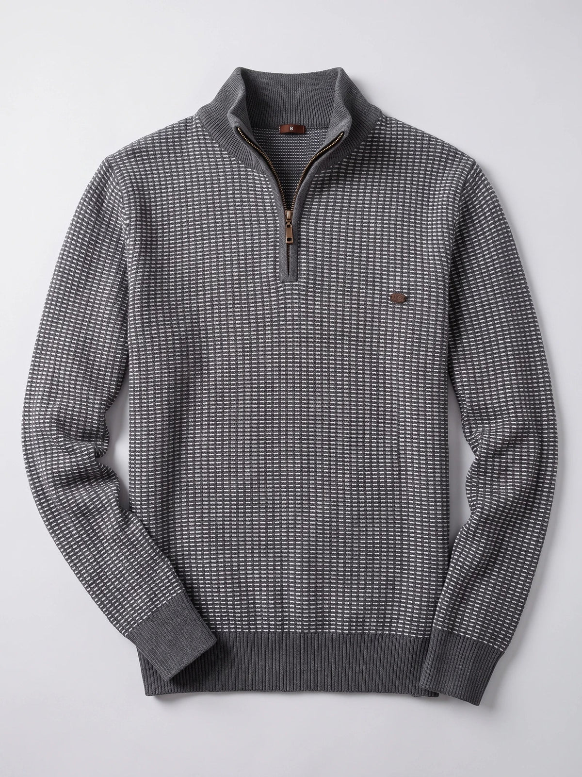 Herren Baumwollpullover mit Streifen und Quarter Zip